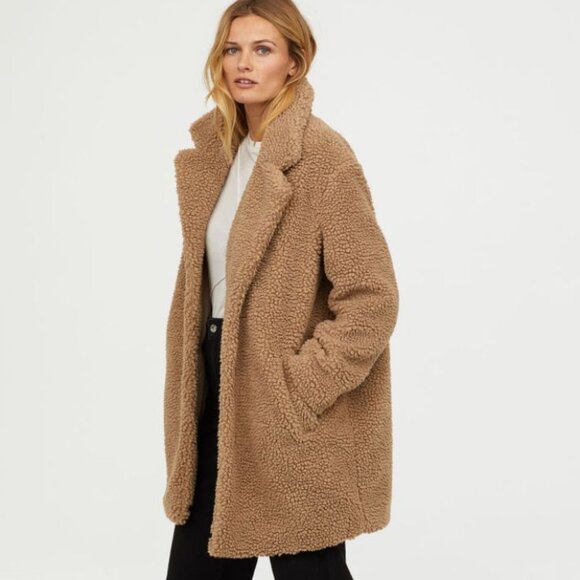 NWT JustFab 3X Drape Front Teddy Coat Sherpa Beige Camel Tan - Picture 1 of 9